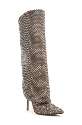 Aldo Livy Studded Foldover Knee High Boot in Pewter at Nordstrom, Size 8