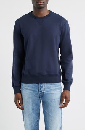 AG - Adriano Goldschmied Blake Cotton French Terry Crewneck Sweatshirt in Deep Navy at Nordstrom, Size Xx-Large