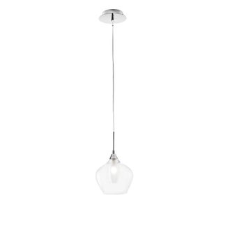 Luce-Ambiente-Design Suspensi&oacute;n Skyline en Vidrio Transparente con Estructura de Metal Cromado