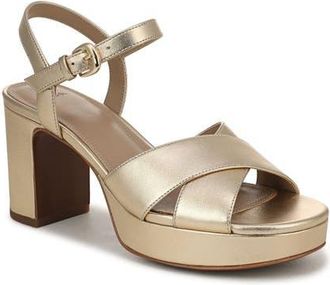 Vince Ericka Ankle Strap Platform Sandal in Champagne Leather at Nordstrom, Size 9.5