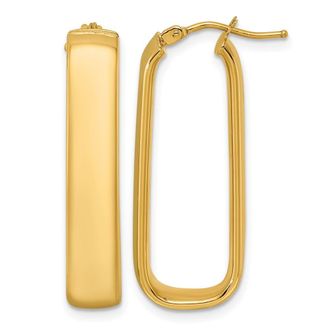 Diamond2Deal 14K Yellow Gold 6mm Elongated Oval Hoop Earrings