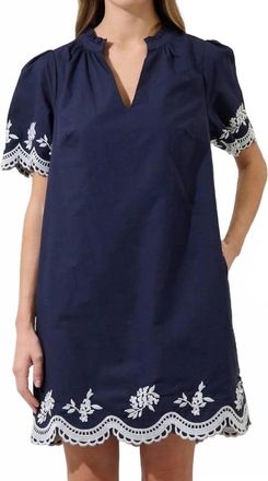 Sugarlips Melania Embroidered Shift Mini Dress In Navy