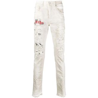 Purple Skinny Jeans, male, White, Size: W33 P001 Low Rise Skinny Jean