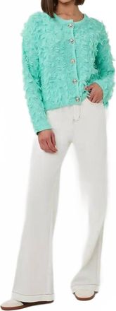 Esqualo Fivika Fringed Cardigan In Light Mint