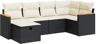 vidaXL Vidaxl - Set De Sof&aacute;s De Jard&iacute;n 6 Piezas Y Cojines Rat&aacute;n Sint&eacute;tico Negro