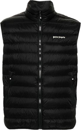 Palm Angels Black Logo Down Waistcoat Jacket