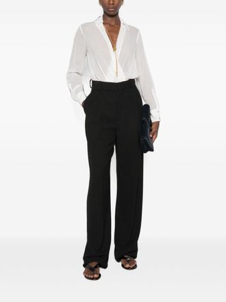 Elisabetta Franchi Chain-Detail Wrap-Front Bodysuit - White
