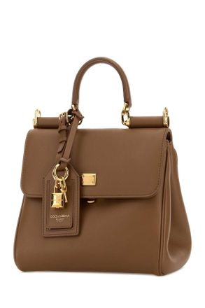 Dolce & Gabbana Womens Biscuit Leather My Sicily Handbag Caramello Pvc Vitello Borse A Mano Bag