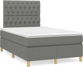 vidaXL Cama Box Spring Con Colch&oacute;n Tela Gris Oscuro 120x190 Cm Vidaxl