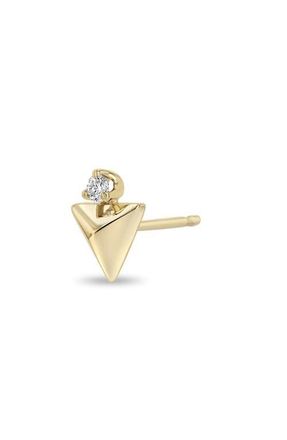 Zoë Chicco Small Diamond Triangle Single Stud Earring in 14K Yellow Gold at Nordstrom