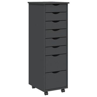 Berkfield Home Rolling Cabinet with Drawers MOSS Grey Solid Wood Pine