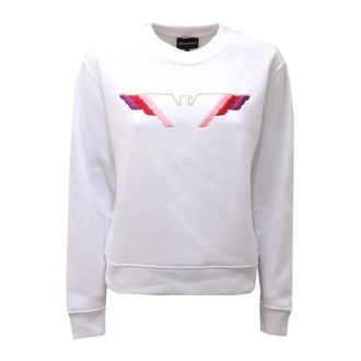 Armani Witte Katoenen Sweatshirt met Model 6H2M7U - Dames - Sweatshirts - Wit - XS - Katoen - Hoodies & sweatvesten