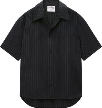 Courr&egrave;ges pinstriped cotton shirt - unisex - Cotton - M - Black