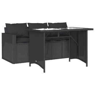 Berkfield Home 2 Piece Garden Dining Set with Cushions Black Poly Rattan