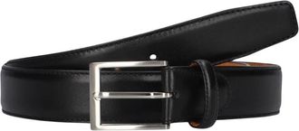 Magnanni Zwarte Leren Riem met Zilveren Gesp - Heren - Riemen - Zwart - 115 CM - Leer - Accessoires