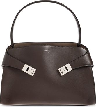 Ferragamo Tassen, Dames, Bruin, ONE Size, Leer, Hug Medium Bag