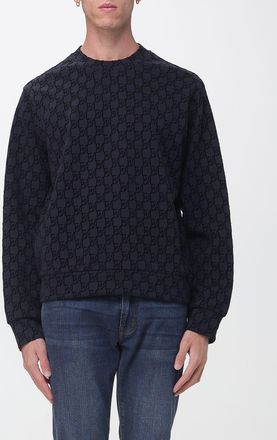 Emporio Armani Monogram Print Cotton Blend Jumper with Dropped Shoulders