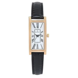 Peugeot Everyday Rectangular Glossy Leather Watch- 35x18MM in Roman-Black at Nordstrom