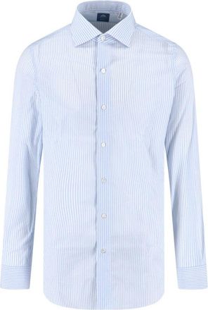 Finamore Light Blue Striped Shirt With Classic Collar