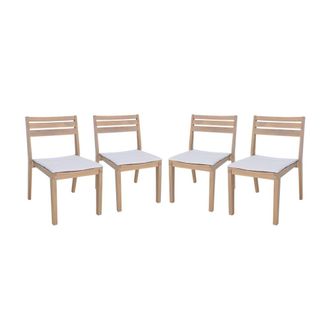 Sweeek Silla de jard&iacute;n de madera de acacia con coj&iacute;n, set de 4, beige