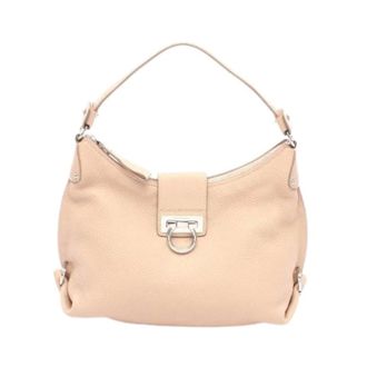Ferragamo Pre-owned Leather Shoulder Bag 21E654 - Dames - Pre-owned - Beige - Maat: ONE Size Leer