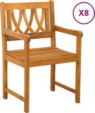 vidaXL Sillas De Jard&iacute;n 8 Uds. Natural Madera De Acacia S&oacute;lida Vidaxl