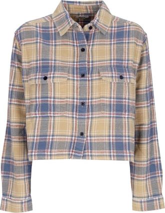 Obey Vintage Blauw Flanellen Overhemd Lange Mouw - Dames - Overhemden - Veelkleurig - XS - Katoen - Overhemden
