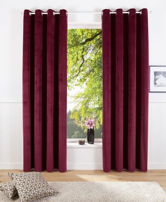 My Home Vorhang »Velvet Uni« Ösen 2 Stk. tlg. Samt, 2-er Set, Vorhang, edel, einfarbig