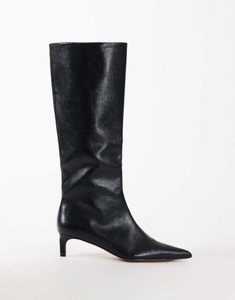 Topshop stivale al ginocchio con tacco kitten nero