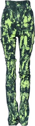 Dolce & Gabbana Womens Green Splash High Waist Denim Jeans Cotton Clothing