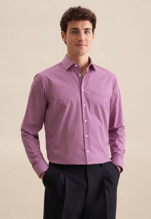 Seidensticker Businesshemd SEIDENSTICKER Regular, Herren, Gr. XXL45, normale &Auml;rmell&auml;ngen, lila (berry), 100% Baumwolle, bedruckt, regular fit, 2-Knopf-Manschette, H
