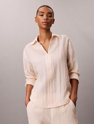 Calvin Klein Camisa A Rayas Transparentes En Mezcla De Viscosa