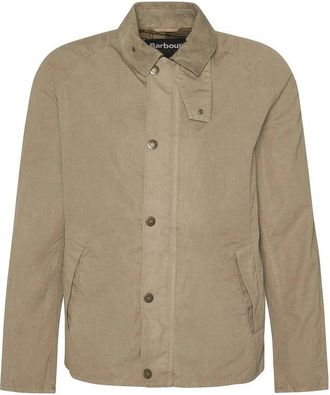 Barbour Beige Katoenen Jas met Rits en Knopen - Heren - Zomerjassen - Beige - XL - Katoen - Jassen
