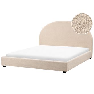 Beliani Beliani - Cama Con Somier Minimalista De Boucl&eacute; 160 X 200 Cm Beige Vaucluse