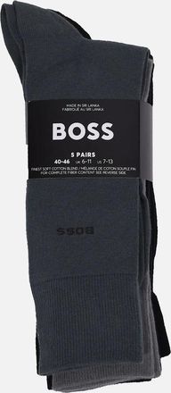HUGO BOSS Mens Boss Black 5 Pack Socks Grey/Black - Multi - Size: 2.5/3/3.5/4/4.5/5/11.5/11/10.5/10/14.5/14/13.5/13/12.5/12/8.5/9/9.5/16/15.5/15/5.5/6/6.5/7/7