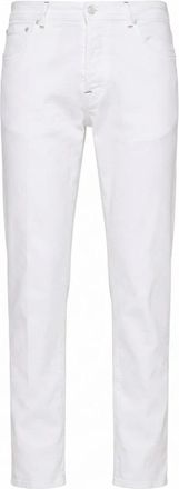 Kiton Logo Patch Jeans - Heren - Slim Fit Jeans - Wit - W34 - Katoen - Jeans