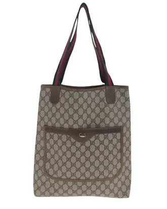 Gucci Vintage Gg Supreme Canvas Leather Tote Shoulder Bag (Authentic Pre- Loved)