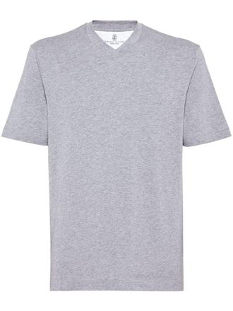 Brunello Cucinelli T-shirt con scollo a V - Grigio