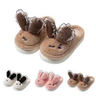 Generic 3D Novelty Slippers Cute Bunny Slippers For Women Lovely Cartoon Slipper Soft Furry Ear Slipper Fluffy Thick Sole Sliders Dormitory Student Slides For