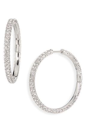 Swarovski Dextera Pav&eacute; Crystal Hoop Earrings in White/rhodium at Nordstrom