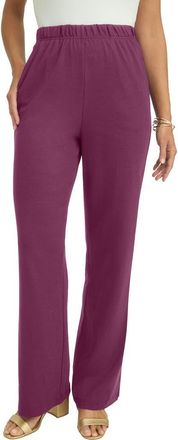Jessica London Soft Ease Wide Leg Pant in Deep Claret at Nordstrom, Size Medium