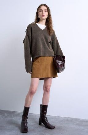 Topshop Paneled Suede Miniskirt in Brown at Nordstrom Rack, Size 6 Us (Fits Like 2-4) Uk