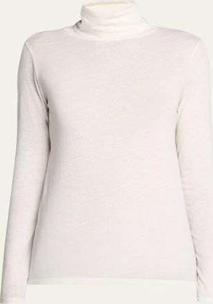 Majestic Filatures Cotton-Cashmere Long Sleeve Turtleneck Top