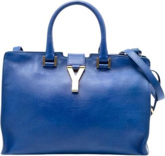 Saint Laurent Pre-owned Handbags, female, Blue, Size: ONE SIZE Pre-owned Cabas Chyc Satchel