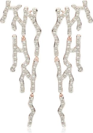 Monica Vinader Rose Gold Riva Waterfall Cocktail Diamond Earrings Diamond