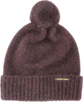 Golden Goose Journey Pon Pon Beanie / Brushed Alpaca Wool Blend/ Golden Goose Label