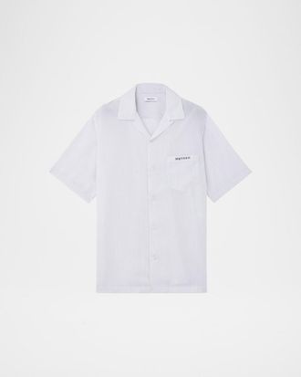 Alexander McQueen Mens Pinstripe Short-Sleeve Logo Pocket Camp Shirt