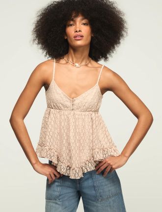 Lucky Brand Womens Ruffle Baby Doll Cami