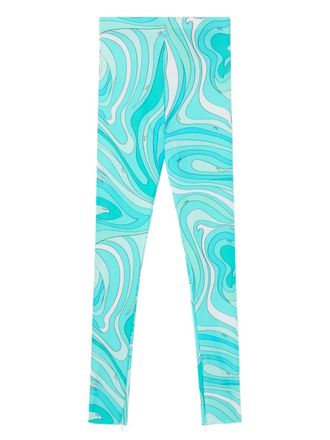 Pucci Marmo-print leggings - women - Polyamide/Spandex/Elastane - L - Blue