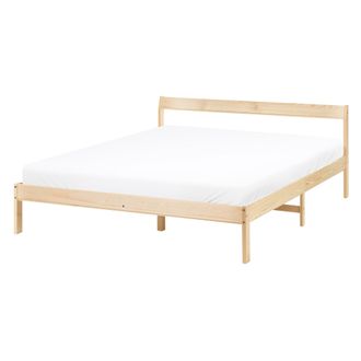 Beliani Cama Con Somier Estilo Minimalista De Madera De Pino 140 X 200 Cm Marr&oacute;n Claro Madone